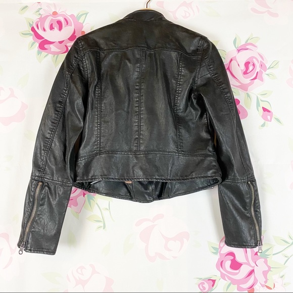 NEW Free People Black Fenix Vegan Moto Jacket S - Picture 12 of 16